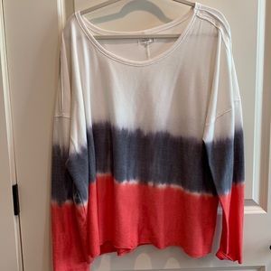 Maurice size 3 red white and blue tie-dye long sleeve